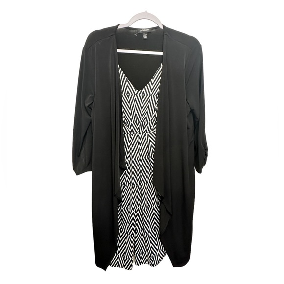 Notations Dresses & Skirts - Notations Women’s Dress Cardigan V Neck Black White Size L